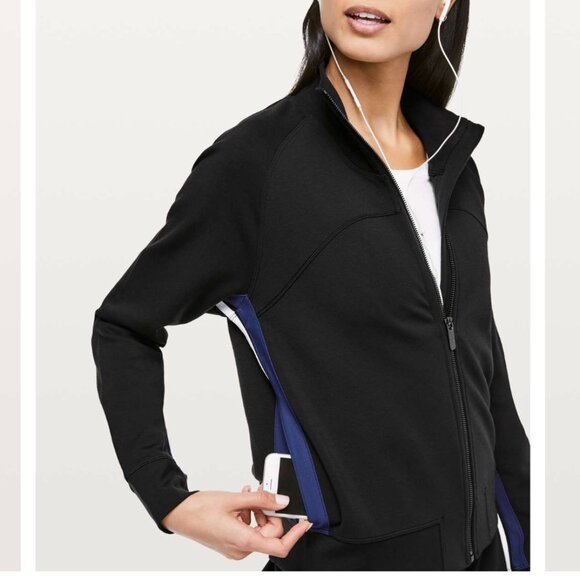 Lululemon Cover Your Tracks Jacket Black blue Jacket 2 sweatshirt track - Picture 2 of 12